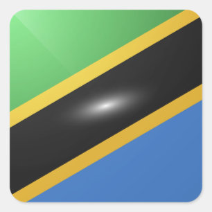 Adesivo Quadrado Bandeira Brilhante da Tanzânia