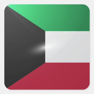 Adesivo Quadrado Bandeira brilhante do quadrado do Kuwait