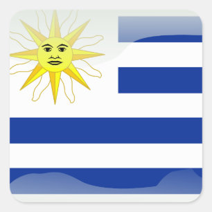 Adesivo Quadrado Bandeira brilhante do Uruguai