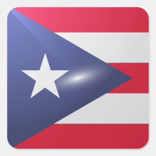 Adesivo Quadrado Bandeira brilhante prateada de Porto Rico