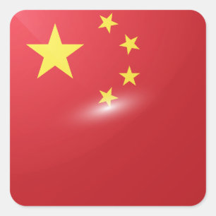 Adesivo Quadrado Bandeira brilhante quadrada da China