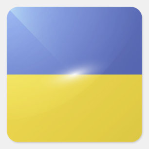 Adesivo Quadrado Bandeira brilhante quadrada da Ucrânia