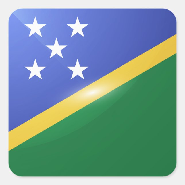 Adesivo Quadrado Bandeira brilhante quadrada das Ilhas Salomão (Frente)