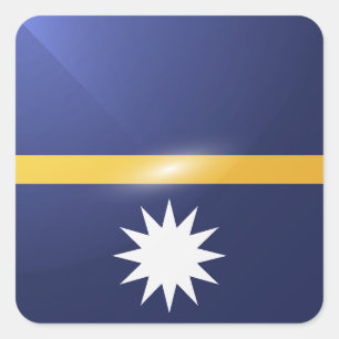 Adesivo Quadrado bandeira brilhante quadrada de Nauru