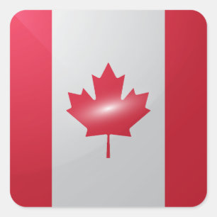 Adesivo Quadrado Bandeira brilhante quadrada do Canadá