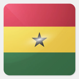 Adesivo Quadrado Bandeira brilhante quadrada do Gana