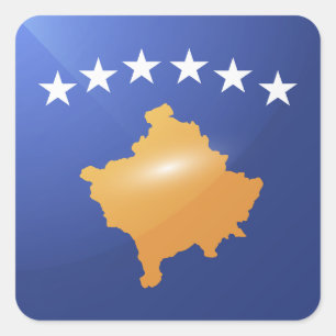Adesivo Quadrado Bandeira brilhante quadrada do Kosovo
