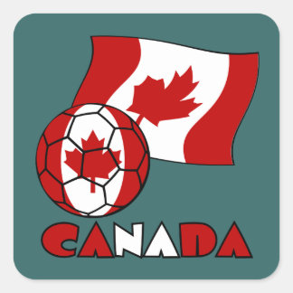 Adesivo Quadrado Bandeira canadense com bola de futebol