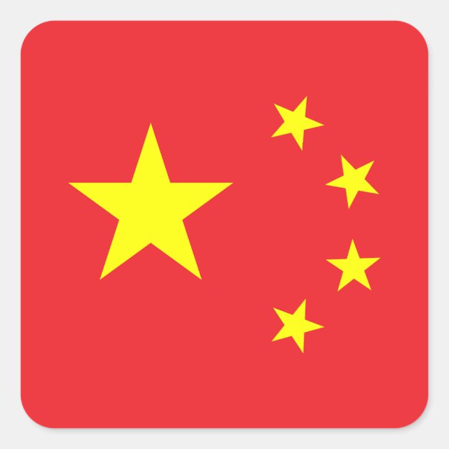 Adesivo Quadrado Bandeira Chinesa (Frente)