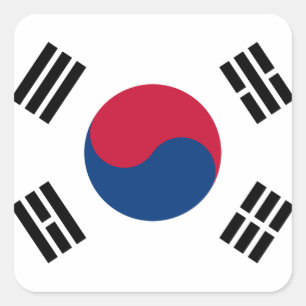 Adesivo Quadrado Bandeira coreana Seoul S.K. Coreano Orgulho de