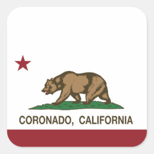 Adesivo Quadrado Bandeira Coronado do estado de Califórnia