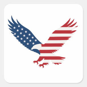 Adesivo Quadrado Bandeira da Águia Americana Desenho Patriótico EUA