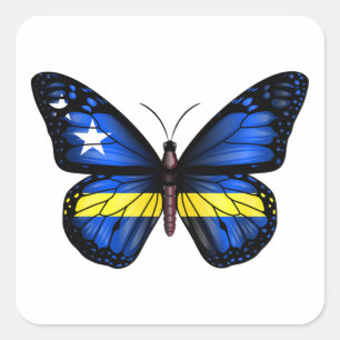 Adesivo Quadrado Bandeira da Borboleta de Curaçao