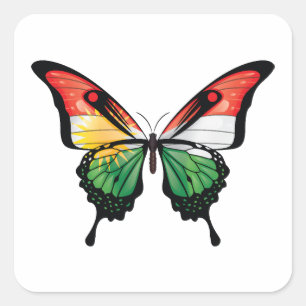 Adesivo Quadrado Bandeira da Borboleta do Swallowtail do Curdistão