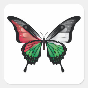 Adesivo Quadrado Bandeira da Borboleta dos Swallowtail da Palestina