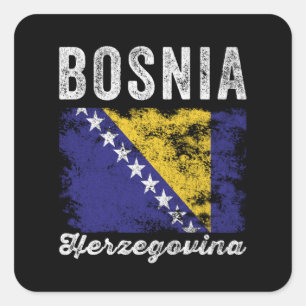 Adesivo Quadrado Bandeira da Bósnia e Herzegovina aflita