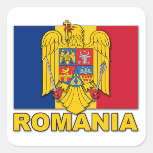 Adesivo Quadrado Bandeira da brasão de Romania