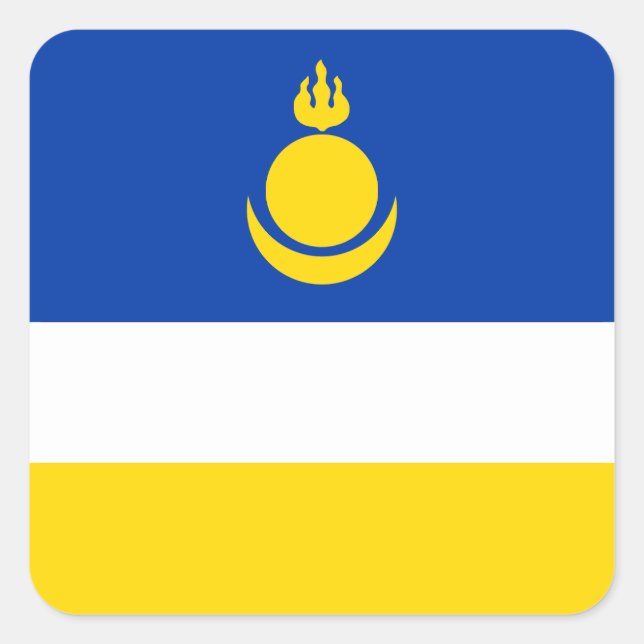 Adesivo Quadrado Bandeira da Buryatia Patriótica (Frente)