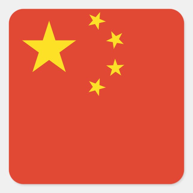 Adesivo Quadrado Bandeira da China (Chinês) (Frente)