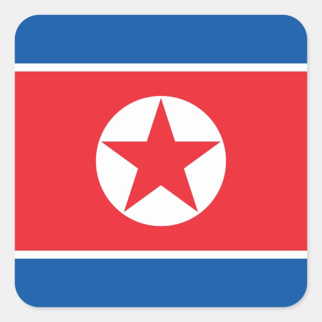 Adesivo Quadrado Bandeira da Coreia do Norte (Frente)