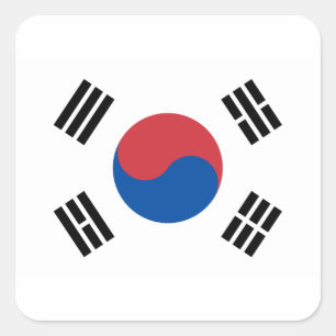 Adesivo Quadrado Bandeira da Coreia do Sul - Coreia - Taegeukgi - 