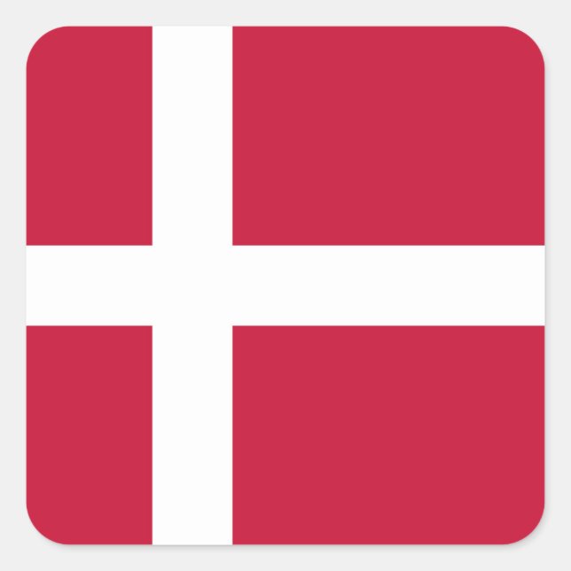 Adesivo Quadrado Bandeira da Dinamarca (Frente)