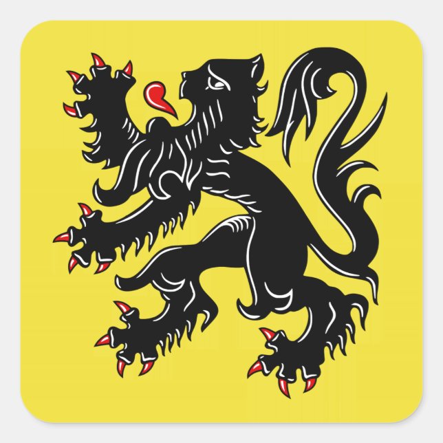 Adesivo Quadrado Bandeira da Flandres (Bélgica) (Frente)