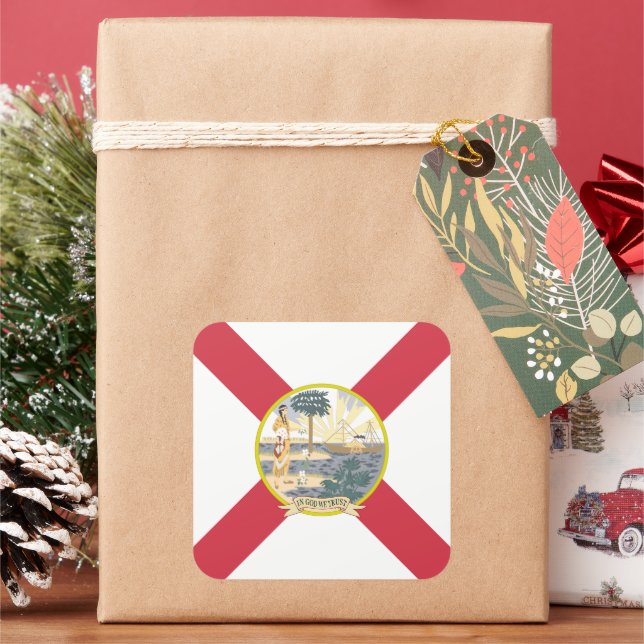 Adesivo Quadrado Bandeira da Flórida: O Estado Ensolarado dos Flori (Feriado)