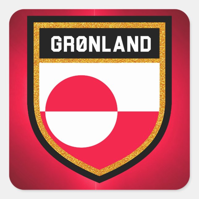 Adesivo Quadrado Bandeira da Gronelândia (Frente)