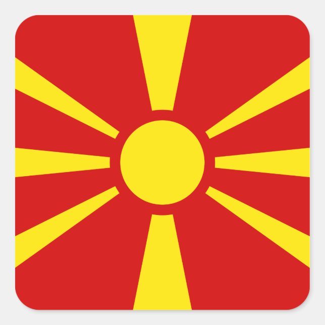 Adesivo Quadrado Bandeira da Macedônia (Frente)