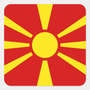 Adesivo Quadrado Bandeira da Macedônia do Norte