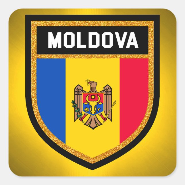 Adesivo Quadrado Bandeira da Moldávia (Frente)