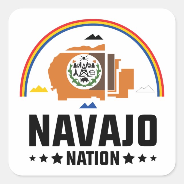 Adesivo Quadrado Bandeira da nação Tribe navajo - excelente (Frente)