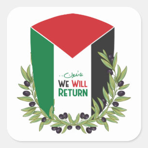 Adesivo Quadrado Bandeira da Palestina e Ramos Olivais