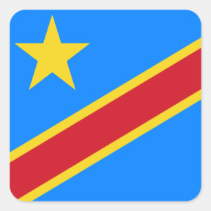 Adesivo Quadrado Bandeira da República Democrática do Congo