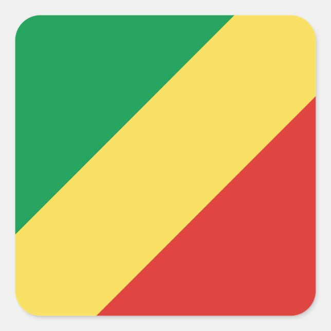 Adesivo Quadrado Bandeira da República do Congo (Frente)