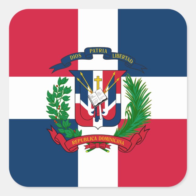 Adesivo Quadrado Bandeira da República Dominicana (Frente)