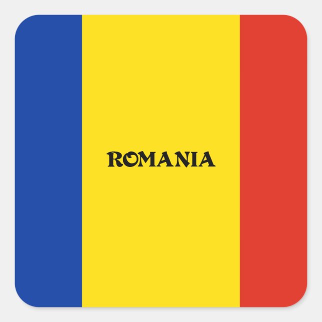 Adesivo Quadrado Bandeira da Romênia (Frente)