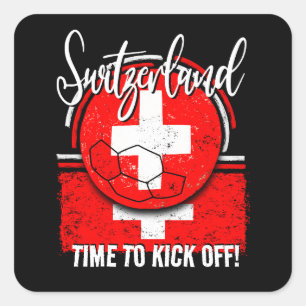 Adesivo Quadrado Bandeira da Suiça de futebol, Equipe Europeia Suíç