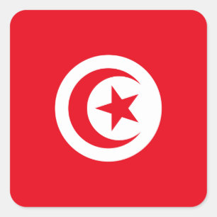 Adesivo Quadrado Bandeira da Tunísia
