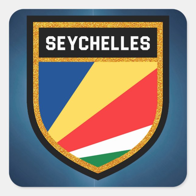 Adesivo Quadrado Bandeira das Seychelles (Frente)