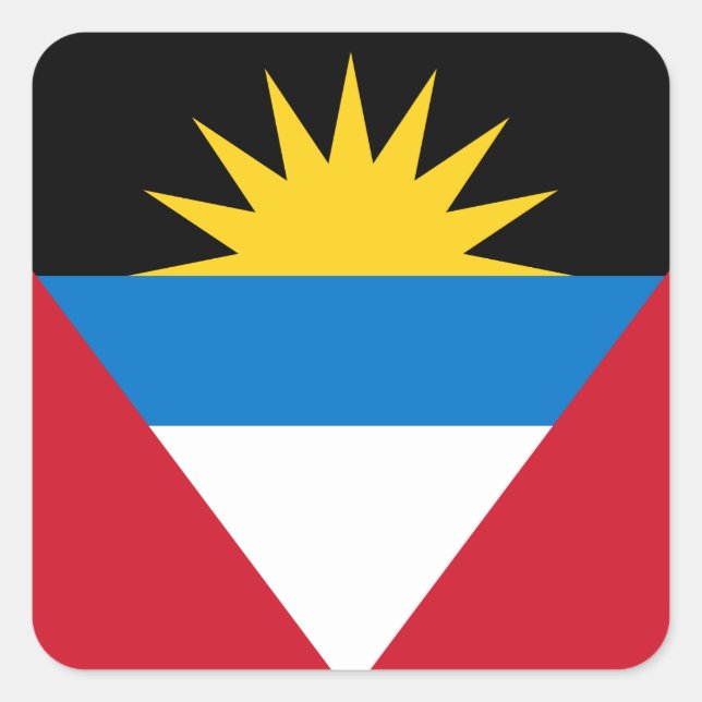 Adesivo Quadrado Bandeira de Antígua e Barbuda (Frente)