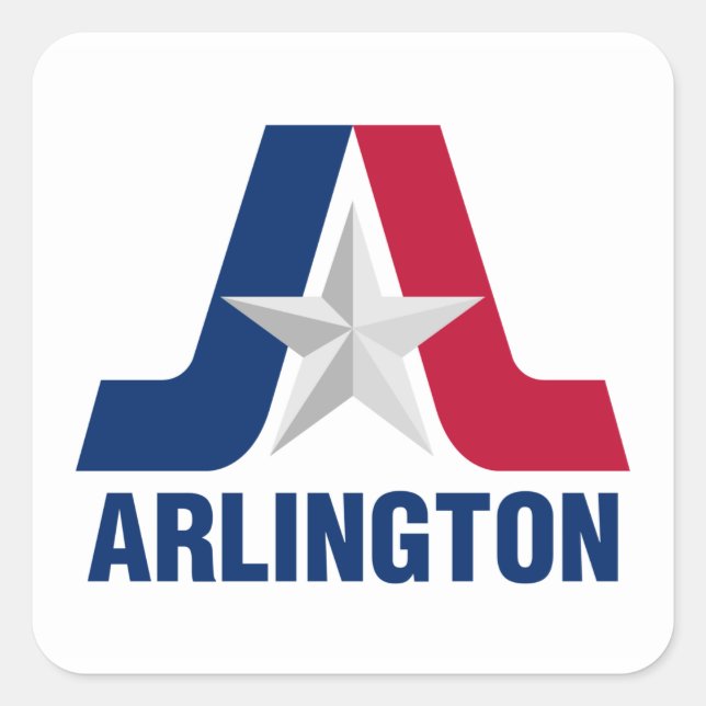 Adesivo Quadrado Bandeira de Arlington, Texas Square Sticker (Frente)