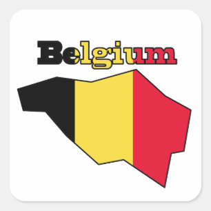 Adesivo Quadrado Bandeira de Bélgica no mapa