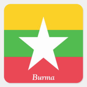 Adesivo Quadrado Bandeira de Burma
