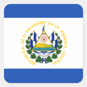 Adesivo Quadrado Bandeira de El Salvador, Casaco de Armas Nacional