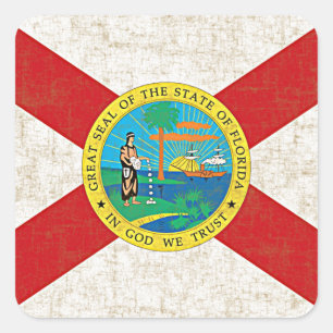 ADESIVO QUADRADO BANDEIRA DE FLORIDA ENVELHECIDA