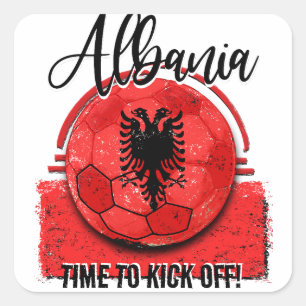 Adesivo Quadrado Bandeira de Futebol Albânia, Ventilador de Futebol