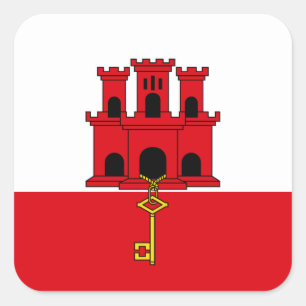 Adesivo Quadrado Bandeira de Gibraltar. Grâ Bretanha, ultramarino