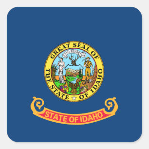 Adesivo Quadrado Bandeira de Idaho: o Estado Pedra Preciosa, Montan